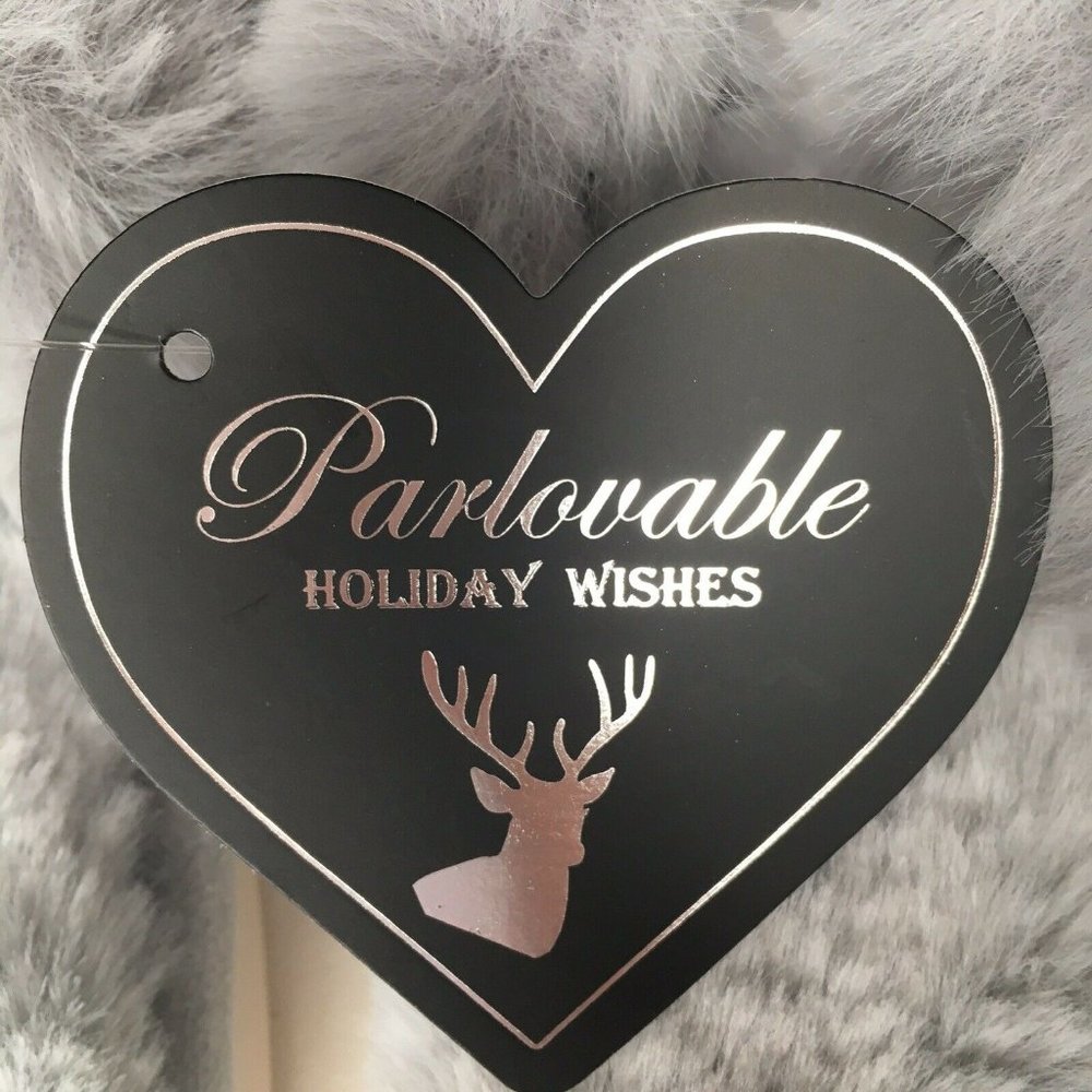 Parlovable Women Small 5 6 Slippers Cross Band  Soft Plush Furry Cozy Gray New